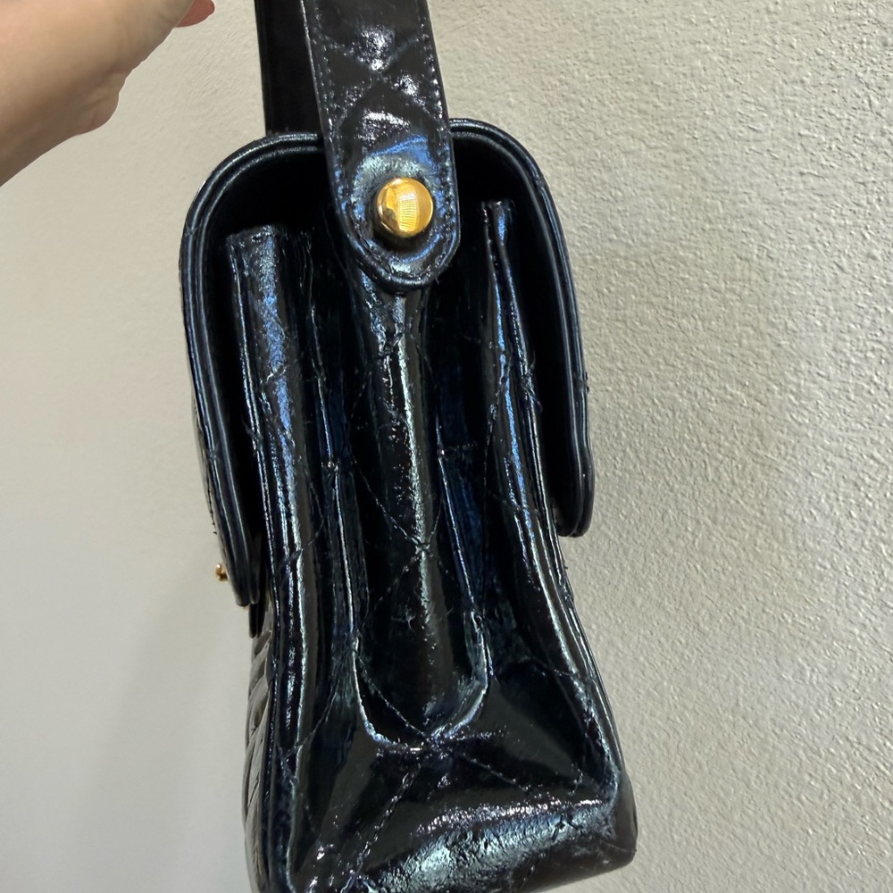 Chanel Double Flap black Patent Quilted Shoulder Bag - Picture 4 of 17